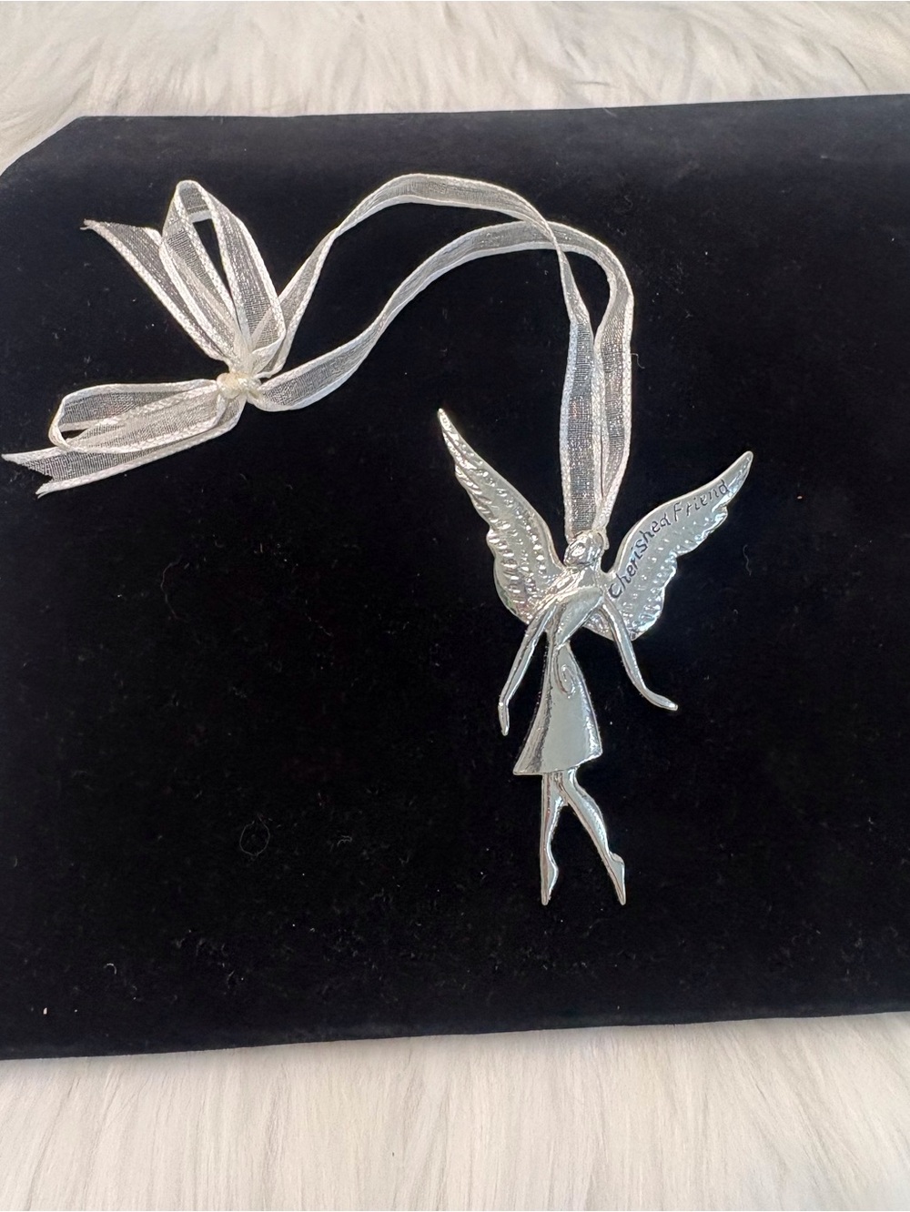 (106)Angel silver tone pin/mirror decor Cherished Friend - Picture 3 of 6